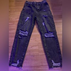 Black Ripped Mom Jeans
